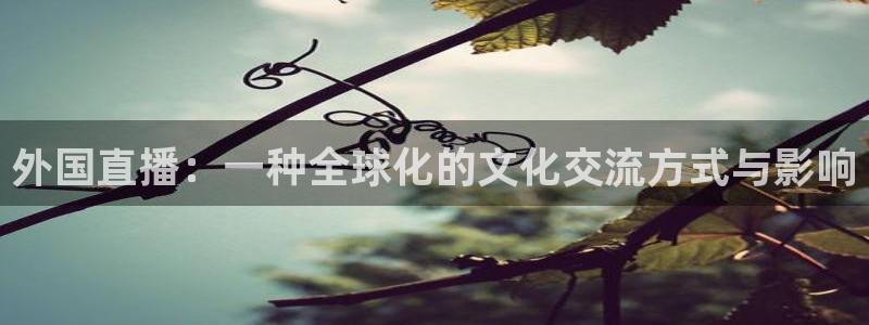 熊猫体育足球直播app：外国直播：一种全球化的文化交流方式与影响